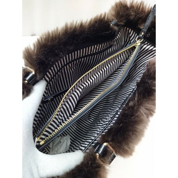 Kate Spade Quinn Foxtrot Hill Autumn Orange Canvas Fur Satchel Bag - NWT $318 - Picture 12 of 12